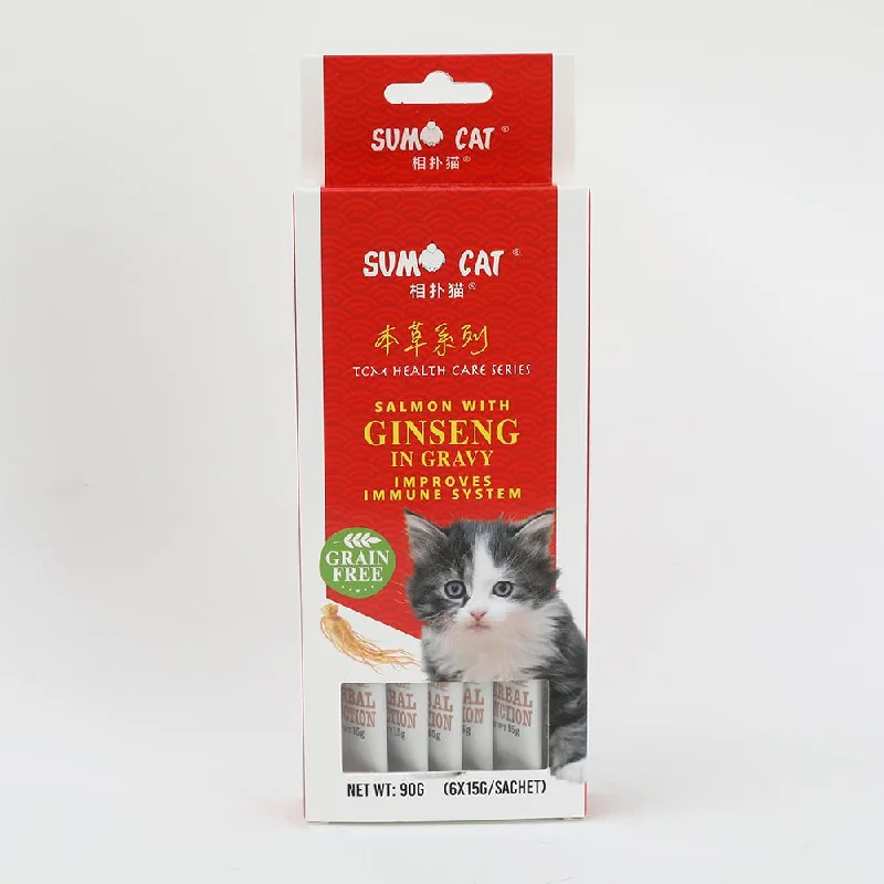 Sumo Cat Treat Salmon with Ginseng in Gravy 90g (6 x 15g)