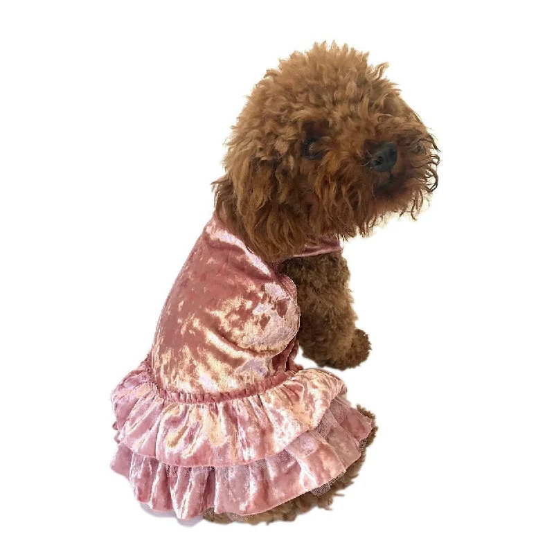 Crushing On You Dog Dress Blush Metallic Velvet
